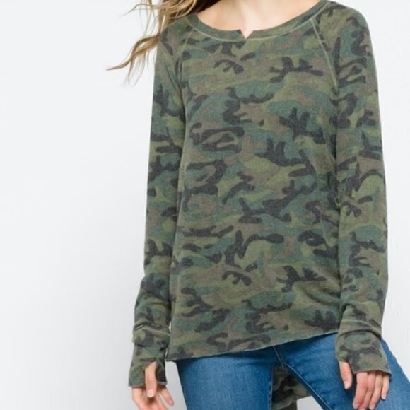 Michael Stars Terra Brushed Knit Top Camo Size M - Picture 1 of 3